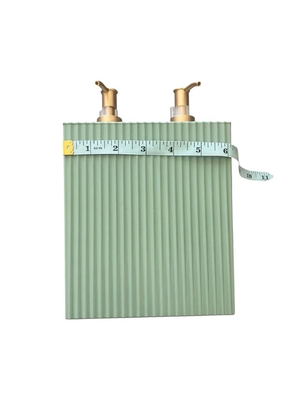 Sage Green & Gold Ribbed Soap & Lotion (shampoo & conditioner) Dispensers